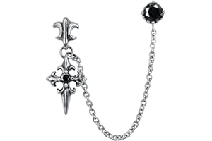 PUNKTRACKER Chain Linked Upper Ear Stud Punk Sword Dangle Surgical Steel Helix Cartilage to Lobe Stud Earring