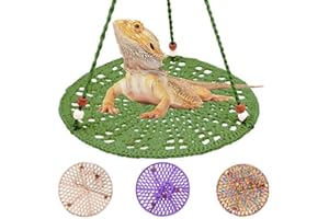 CQJ Reptile Hammock, Reptile Hammock Swing Hanging Bed for Bearded Dragon Lizard Snake Gecko Chameleon Parrot Hamster Small Pets （9.8"*17.7" Green）