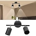 Jiawu 2 Light LED Track Lighting Kit, Rotatable Adjustable Flush Mount Ceiling Track Light Holder, LED Track Lighting Fixtures for Ceiling for E27 Bulb LED Bulbs(Not Included)