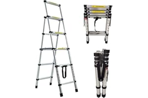 EFAN Scala Telescopica, Scaletta Telescopica in Alluminio 4+5 Gradini, Scala Pieghevole con Blocco di Sicurezza e Pedale Antiscivolo, Scala Multiuso Capacità 150kg