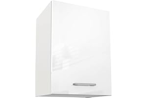 Berlioz Creations Haut Mueble de Cocina con 1 Puerta, Madera de ingeniería, Blanco, 40 x 33,3 x 55,4 cm