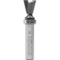 ENT 16200 Fresa para cola de milano, en carburo, vástago (S) de 8 mm, diámetro (D) de 12 mm, longitud útil (NL) de 12 mm, ángulo (E) de 14°, longitud total (SL) de 32 mm, con rodamiento de bolas