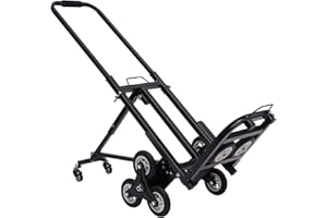 SANBOUSI Diable pliable pour charges lourdes 150kg monte-escalier à roues étoilées triple, transporter, diable d'escalier avec 2 pneus de rechange, hauteur réglable 73-114cm, chariot empilable