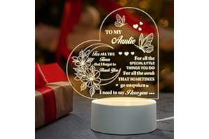 Juratar Auntie Gifts from Niece or Nephew - Auntie Birthday Gifts Acrylic Night Light, Special Auntie Gifts, Thanksgiving Christmas Gifts for Auntie