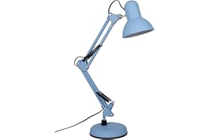 BEL AIR HOME - Lámpara de Escritorio LED Articulada Flexo Antigona | Diseño Vintage Retro | Altura Ajustable 34-67 cm | Metal Resistente | Ideal para Oficina y Hogar (AZUL MATE)