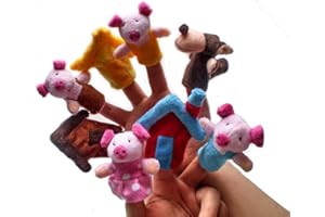 Ogquaton Marionnette à doigt animal de qualité supérieure 8pcs, 3 petits jouets en peluche de marionnette à doigt histoire de cochon