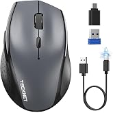 TECKNET PRO Rat&oacute;n Bluetooth Inal&aacute;mbrico con Dual BT 5.0 y 2,4 GHz, 6400DPI | Recargable, Adaptador USB C Raton, Multidisposit