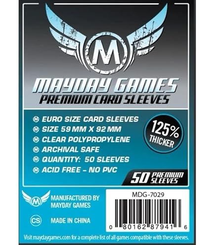 Mayday Games Housses De Protection Cartes Euro 59x92 Mm - Lot De 100