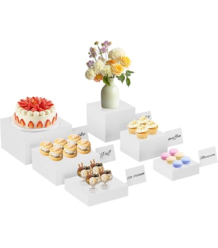 4 Stück Buffet-Erhöhungen Aus Papier & PVC – Weiße Ständer Für Desserts, Catering, Hochzeiten (Ø29,5 Cm, 10/20 Cm Hoch)