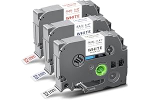 UniPlus 3x Reemplazo de Etiquetas de Tela para Ropa Compatibles con Brother TZe-FA231 TZe-FA3 TZe-FA3R Cinta Textil para Brother PT 1000 1005 1010 D200 H105 H110 P700 P750W, 12 mm x 3 m