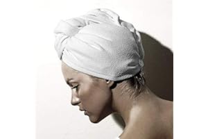 MACOSA HOME MACOSA SP1057-20 Haarturban Mikrofaser Weiß mit Knopfverschluss | schnelles sanftes Trocknen Haartrockentuch Kopf-Handtuch Turban Haar-Handtuch