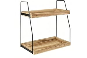 AevQuas 2 Tier Coffee Station Organizer for Countertop, Wooden Coffee Bar Accessories Organizer, Condiment Counter Shelf for Kitchen, Home, Office