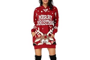 Jarseila Weihnachtspullover Damen Lustig Christmas Sweater Pullover Rundhalsausschnitt Hoodie Xmas Rentier Schneeflocke Weihnachten Geschenk
