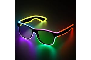 SOOOEC Luminous LED Glasses Glow in the Dark, Light-Up Glasses for Rave Parties, EDM, and Disco - Wired LED Light-Up Glasses 1 Pack