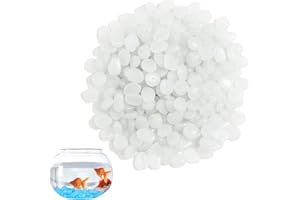 AZUSHWER 200 PCS White Glow in The Dark Pebbles, Mini Fish Tank Gravel Stones, Luminous White Stones for Garden Powered by Light or Solar, Garden Pebbles for Plant Pots, Outdoor, Lawn Yard, Walkway