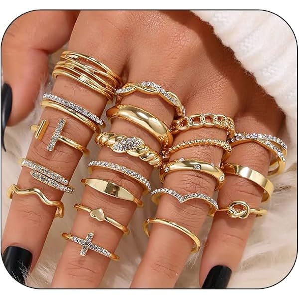 Size 10 Rings For Women 14K Gold Plated Stackable Rings For Women