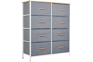 Panana Dresser Storage Tower Bedroom Cabinet Stand with Removable Fabric Drawers Bins for Closet - Steel Frame, Wood Top Organizer for Bedroom, Entryway, Closet, (8 Drawer)