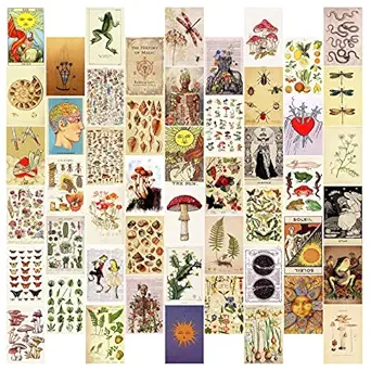 HASTHIP 50PCS Posters Vintage Wall Collage Kit Aesthetic Pictures, Cottagecore Room Decor for Bedroom Aesthetic, Posters for Room Aesthetic, Cute Dorm Photo Wall Decor for Teen Girls Boy