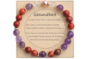 UEUC Heilstein-Perlenarmband für Frauen, Armband mit natürlichen Edelsteinen, Gleichgewichtsschutz, spirituelles Kristallperlenarmband zur Angstlinderung mit Bedeutungskarte