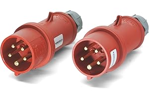 Jeu de fiches CEE 400 V/16 A 5p IP44 standard et avec inverseur de phase. Mennekes