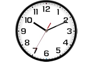 SIN&MI Wall Clock 9 Inch Battery Operated Silent Non-ticking Wall Clock Modern Quartz Design Decorative Indoor Kitchen Office Black