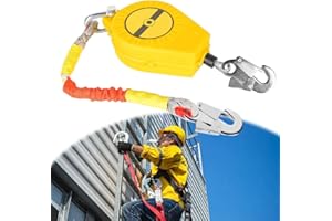 KBIBCK 10M Höhensicherungsgerät Absturzsicherung, Absturzsicherung Einziehbar, Tragbar Fallschutz Auffanggerät, Klettern Sicherungsgerät, Absturzsicherung Abseilgerät für Luftarbeiten, Klettern (Gelb)