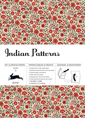 Indian Patterns, Volume 52 : 12 grandes feuilles de papiers cadeaux & créatifs de haute qualité francais