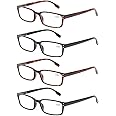 Kerecsen 4-Pack Rectangular Retro Style Men Reading Glasses Spring Hinges Comfortable Readers (+2.00, 2 Black 2 Tortoise)