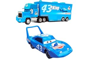 SWZY Blue Racing Car & Container Truck Model Toys for Kids,2Pcs Car Toys Set,Lightning Mini Race Car Figures Cake Topper Truck Cake Decoration,Small Play Vehicle Car Racing Cars Birthday Gifts for Kids
