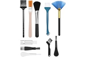 KEMUZ 10 Pcs cepillos para teclado, equeño Kit de Cepillo de Limpieza Portátil de Teclado Antiestático de Nylon con Mango de Plástico, para limpiar la placa base, ventiladores, teclado y cámara