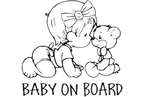 EROSPA® Auto-Aufkleber KFZ - Baby On Board - Mädchen mit Teddy - Car-Sticker (Schwarz)