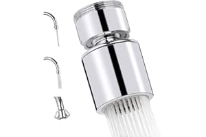 iFealClear 360° Swivel Kitchen Sink Faucet Head Replacement, Kitchen Tap Spray Head, 2-Function Flow Faucet Aerator, 24mm Male Thread-Chrome