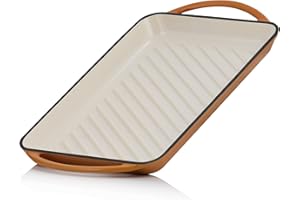 Mahlzeit Piastra per grigliare in ghisa smaltata | Sunny Orange | 39,5 x 22 x 3,5 cm | Piastra per grigliare in ghisa con due manici | Piastre per grigliare, piastra per friggere, piastra in ghisa