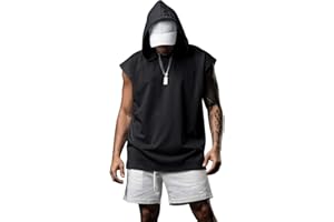 Lomon Herren Tank Top Muskelshirt Ärmelloser Hoodie Tanktop Fitness Gym Shirt Workout Sport Kapuzenpullover