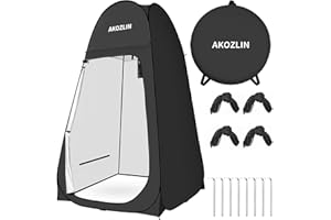 AKOZLIN Pop Up Shower Tent Instant Privacy Dressing Changing Tent Outdoor Camping Shower Toilet with Window & Carry Bag for Portable Toilet & Bathroom Silver Coated UV Protection, 39"Lx39"Wx74"H