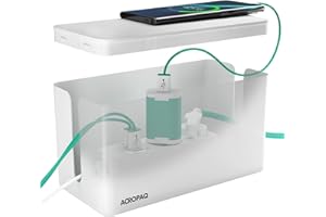 ACROPAQ Scatola Porta Cavi - Piccolo (23,5 x 12 x 11,5 cm), Scatola per nascondere cavi e ciabatte, Plastica, Bianco - Cable box, Cable management box