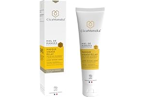CICAMANUKA – Masque visage éclat 50% de miel de Manuka IAA10+ et acide hyaluronique – Illumine, Revitalise, Hydrate – Soin pour les peaux en manque d’éclat – Convient aux peaux sensibles - Tube 100ml