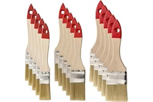 HARDY WORKING TOOLS M7 Set de 15 Brochas Planas: 1" (aprox. 24 mm), 1,5" (aprox. 36 mm), 2" (aprox. 50 mm) – 5 uds de cada – Serie 30 - Cerdas Sintéticas – Mango de Madera – Virola de Acero – Pinturas, Lacas, Lasures