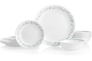 Corelle 18-Piece Dinner Set, Country Cottage, Blue and White Service for 6, Chip Resistant Dinnerware, Includes 26cm Dinner Plates, 17cm Salad/Side Plates and 530ml Soup/Cereal Bowls