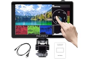 Feelworld LUT5 5.5 Pulgadas Touchscreen DSLR Monitor de Campo 3000nit Brillo Ultra Alto1920x1080 IPS 4K 30Hz HDMI Entrada Salida Kit de Alimentación Externa F970