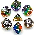 Cusdie Rainbow Dice Polyhedral DND Dice Sets for Dungeons and Dragons Role Playing Game(Transparent)
