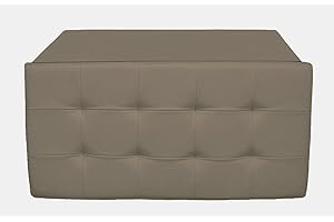 cecaro group POUFF POUF CONTENITORE ECOPELLE PANCA BAULE IMBOTTITO BOTTONI TRAPUNTATO VARI COLORI (TORTORA)