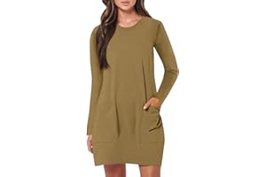 FUPODD Sweatkleid Damen Langarm Ohne Kapuze Winterkleid Kurz Pulloverkleid Rundhals Sweatshirtkleid Winter Longpullover Elegant Pullikleid Lose Freizeitkleider Sweatshirt Kleid Frauen Herbstkleid