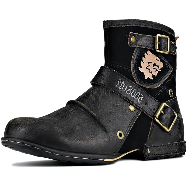 OSSTONE Men's Leather Moto Boots - Zipper-Up Chukka Western Style Casual Shoes - View #11