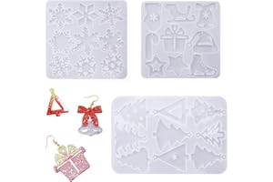 DIFLAX 3 Pezzi Natalizi in Silicone Stampi in Silicone per Fiocchi di Neve Stampi Olografici in Resina Epossidica per Resina Gesso Stampi per Albero di Natale per Fai Da Te Portachiavi Gioielli