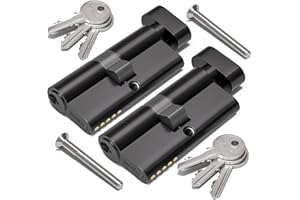 Bwintech 2 Pcs Keyed Alike 70mm (35T/35) Black Euro Cylinder Lock,Door Barrel Lock,Thumbturn Knob with 6 Standard Keys,Anti-Pick,Anti-Bump,Anti Drill,High Security for UPVC,Wooden,Composite Doors
