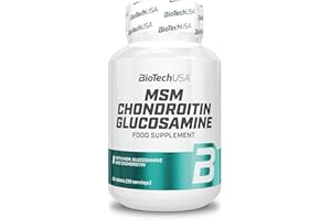 BioTechUSA MSM Chondroitin Glucosamine, Complemento alimenticio a base de MSM, glucosamina y condroitina, 60 tabletas