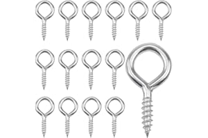 MZMing Lot de 60 vis à œillets en acier zingué - 4 cm - Vis auto-taraudeuses - Crochets muraux pour bricolage, travaux manuels, rideaux, cordes, cadres en bois