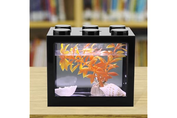 Surprise d'été Semiter Charge USB Mini Forme Résistant À La Corrosion Petit Aquarium, Lampe LED USB Mini Aquarium, Salon Exquis Maison pour Table De Thé De Bureau(Black)