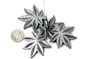 GEM-INSIDE CREATE YOUR OWN FASHION Sweet & Happy Girl's Store 40mm Leaf Shape Hematite Beads Pendant 5 Pcs Jewellery Making Pendants